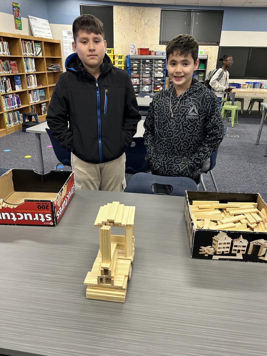 These 5th graders <a href="/vegaelem/">VegaElem PTA</a> built an impressive train engine out of <a href="/KEVAplanks/">KEVA® Planks</a>—all before the first bell rang! Creativity in action! #Makerspace #MyMISD #EveryStudentEveryDay