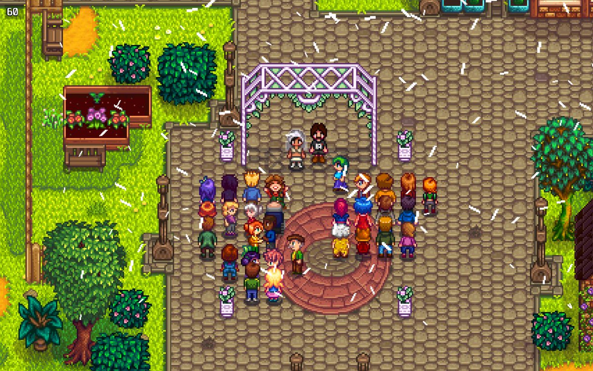 reni_bar's tweet photo. The blubbies got married!!!!!! Throw the rice, ring the wedding bells, blow the trumpets!!!!!!!!! 🎊🎉🥺🤧🥳🎉🎊
#StardewValley #MarriedLife #indiegame https://t.co/AAZPbjj4eZ