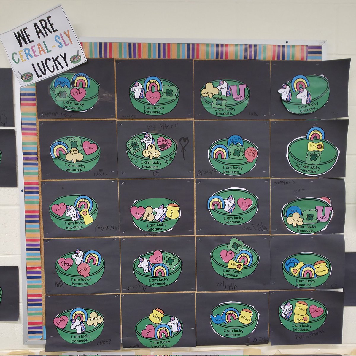 We are CEREAL-SLY Lucky in ELP 2! Students got to fill their bowl with their very own lucky charms. So proud to hear about all the people and things they are lucky to have. <a href="/Ms_NSarra/">Ms. Sarra-Di Rienzo</a>