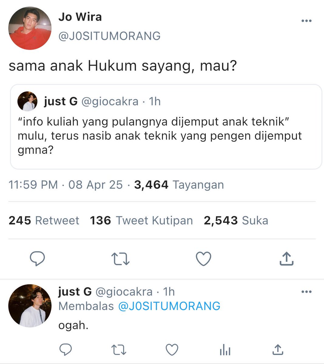 backwithuglyusn's tweet photo. — #JossGawin au 

Kalo dijemput sama Abang-abangan Hukum mau nggak? https://t.co/7E4633SqPR