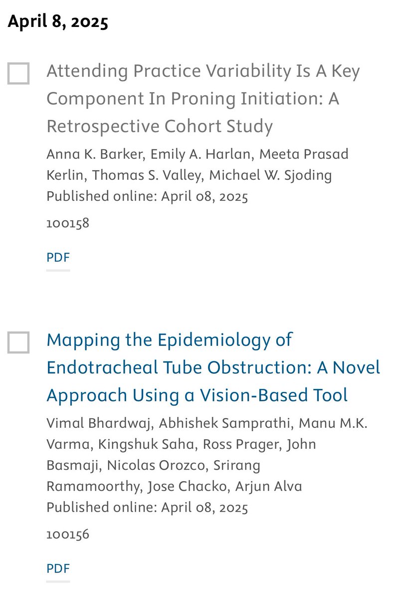 Hayley Gershengorn (@hbgmd) on Twitter photo The health services researcher in me is 😃 w today’s studies 👀ing at care surrounding iMV…
1️⃣ A Barker, <a href="/EmilyAHarlan/">Emily Harlan</a>, et al consider variation in proning:
chestcc.org/article/S2949-…
2️⃣ <a href="/drvimalzenICU/">Vimal Bhardwaj</a> et al evaluate ETT blockage:
chestcc.org/article/S2949-…
#journal_CHESTCritCare The health services researcher in me is 😃 w today’s studies 👀ing at care surrounding iMV…
1️⃣ A Barker, <a href="/EmilyAHarlan/">Emily Harlan</a>, et al consider variation in proning:
chestcc.org/article/S2949-…
2️⃣ <a href="/drvimalzenICU/">Vimal Bhardwaj</a> et al evaluate ETT blockage:
chestcc.org/article/S2949-…
#journal_CHESTCritCare