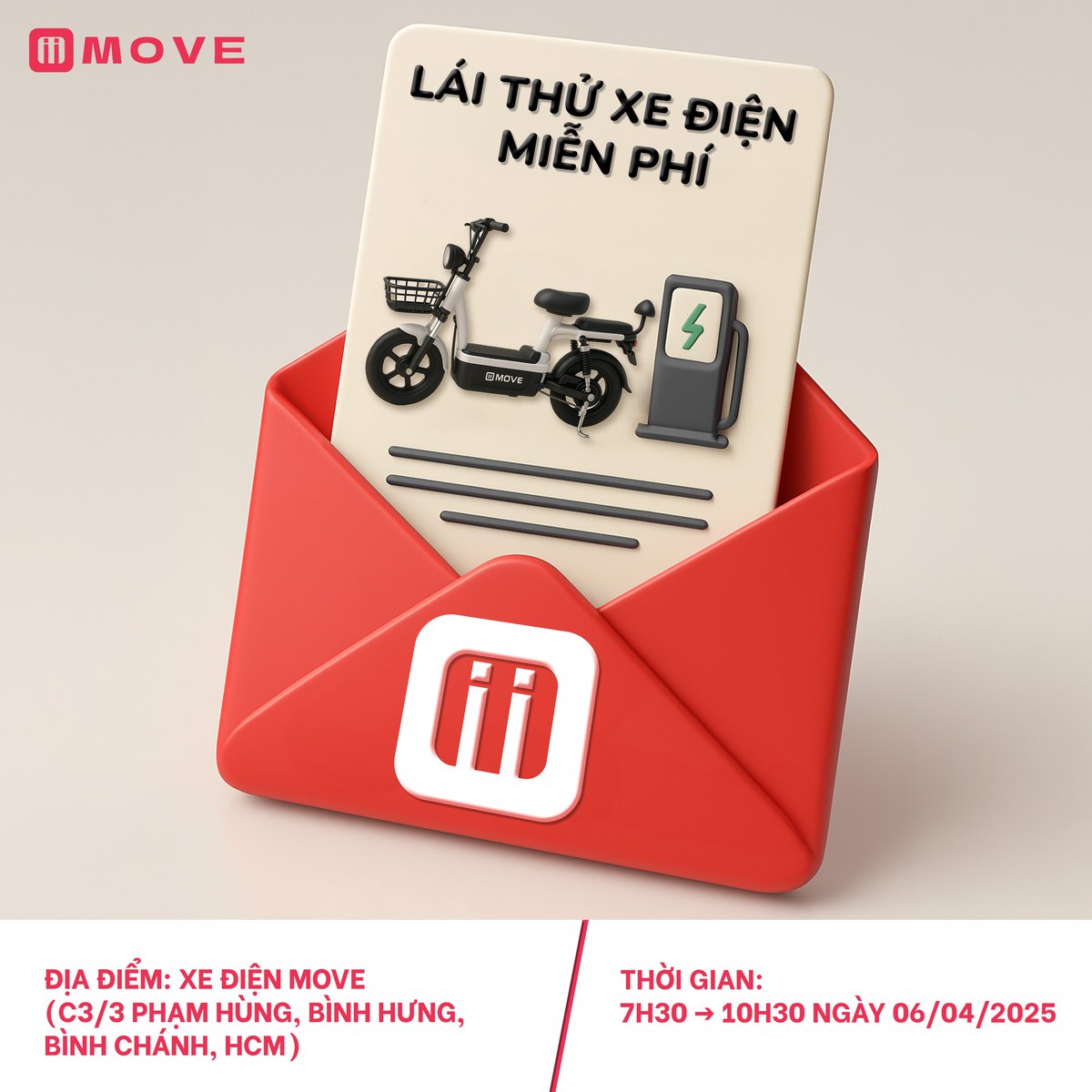 xedienmove's tweet photo. LÁI THỬ XE ĐIỆN – NHẬN QUÀ MIỄN PHÍ!
Tới MOVE trải nghiệm HOÀN TOÀN MIỄN PHÍ các mẫu xe mới nhất và còn có quà xinh mang về nữa đó!📷
📷 Nhớ đặt báo thức nha: 7h30 - 10h30
📷 Ngày 06/04/2025
Đi test xe thôi mà cũng có quà, hẹn gặp mọi người vào ngày mai!📷 https://t.co/YOtWcqYJ8s