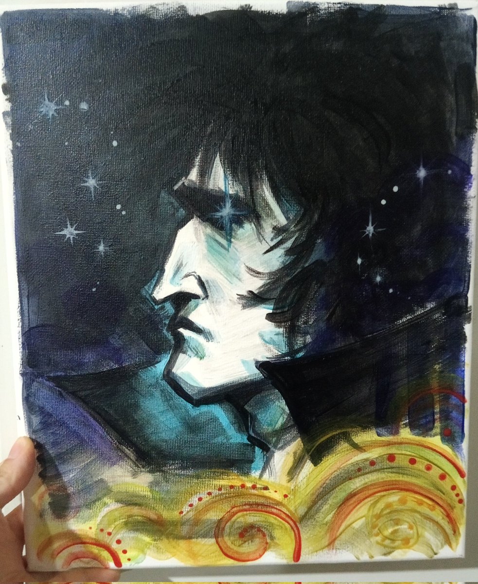 s0padesap0's tweet photo. First time using oil paint. I could have drawn anything else, but it's inevitable not to draw him 😞

#thesandman #fanart #oilpainting https://t.co/OPAWe6H32G