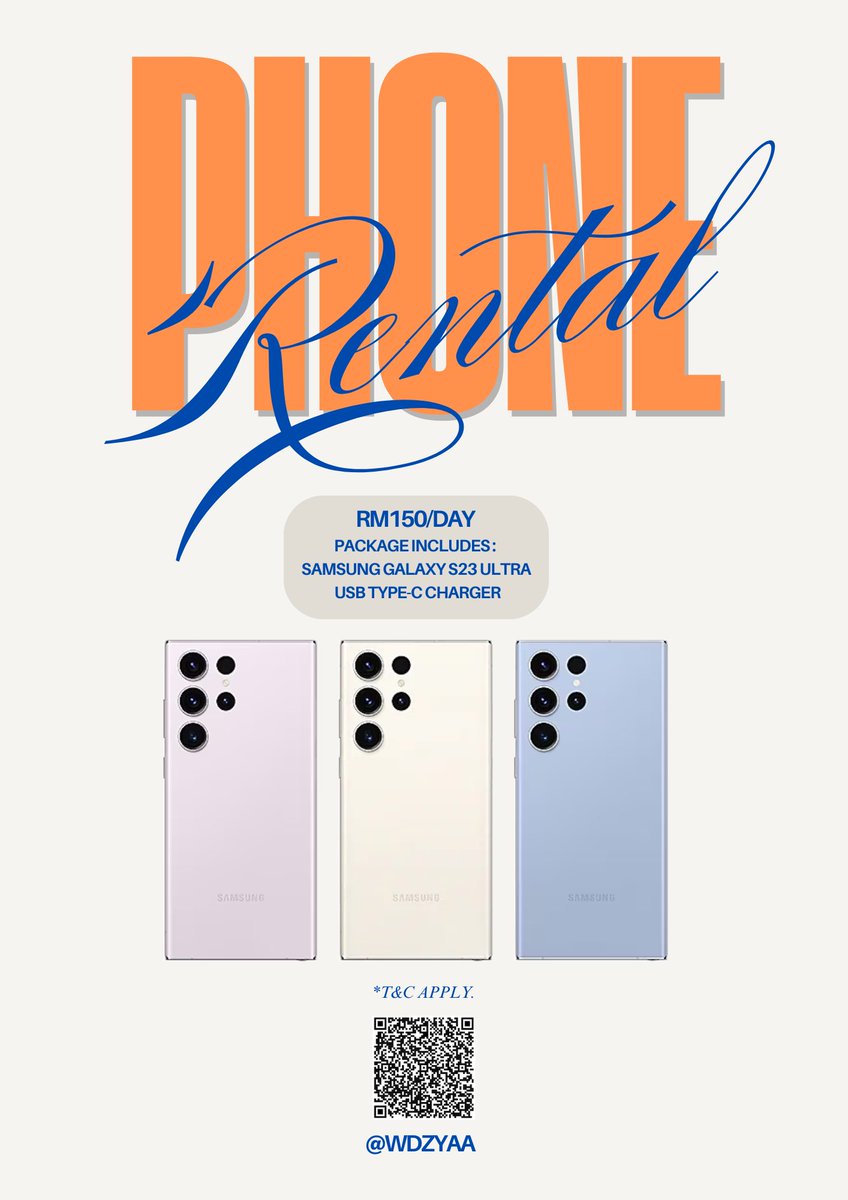 wdzyaa's tweet photo. [WTR] 🇲🇾

Want to Rent / Sewa Samsung S23 Ultra for concert

📌 Malaysia concert only
📩 RM150/day
📍Meet up at Ampang park/KL Sentral

🔗 https://t.co/CxLlRr1IYK https://t.co/w3o0LWWJJA