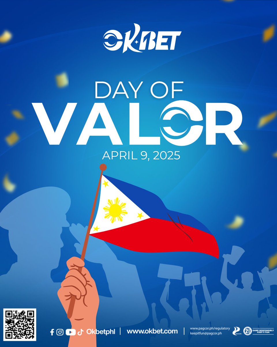 OKBetPHL's tweet photo. Araw ng Kagitingan
Ngayong araw, ginugunita natin ang tapang at sakripisyo ng mga bayaning Pilipino.
Ang tunay na panalo, may tapang at puso!
#OKBet #OKBetPH #OKBetAllFunInOneClick #AprilSummerWins #PlayResponsibly #DayofValor #Arawngkagitingan https://t.co/BNzS2ax7BE