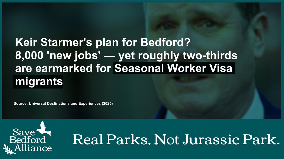 savebedford's tweet photo. Did you know? The Universal Studios Great Britain plan will lead to over 6,000 unvetted migrants vying for already scarce housing in rural Bedfordshire, placing immense strain on local resources and communities. https://t.co/HO3ZX3xmOi