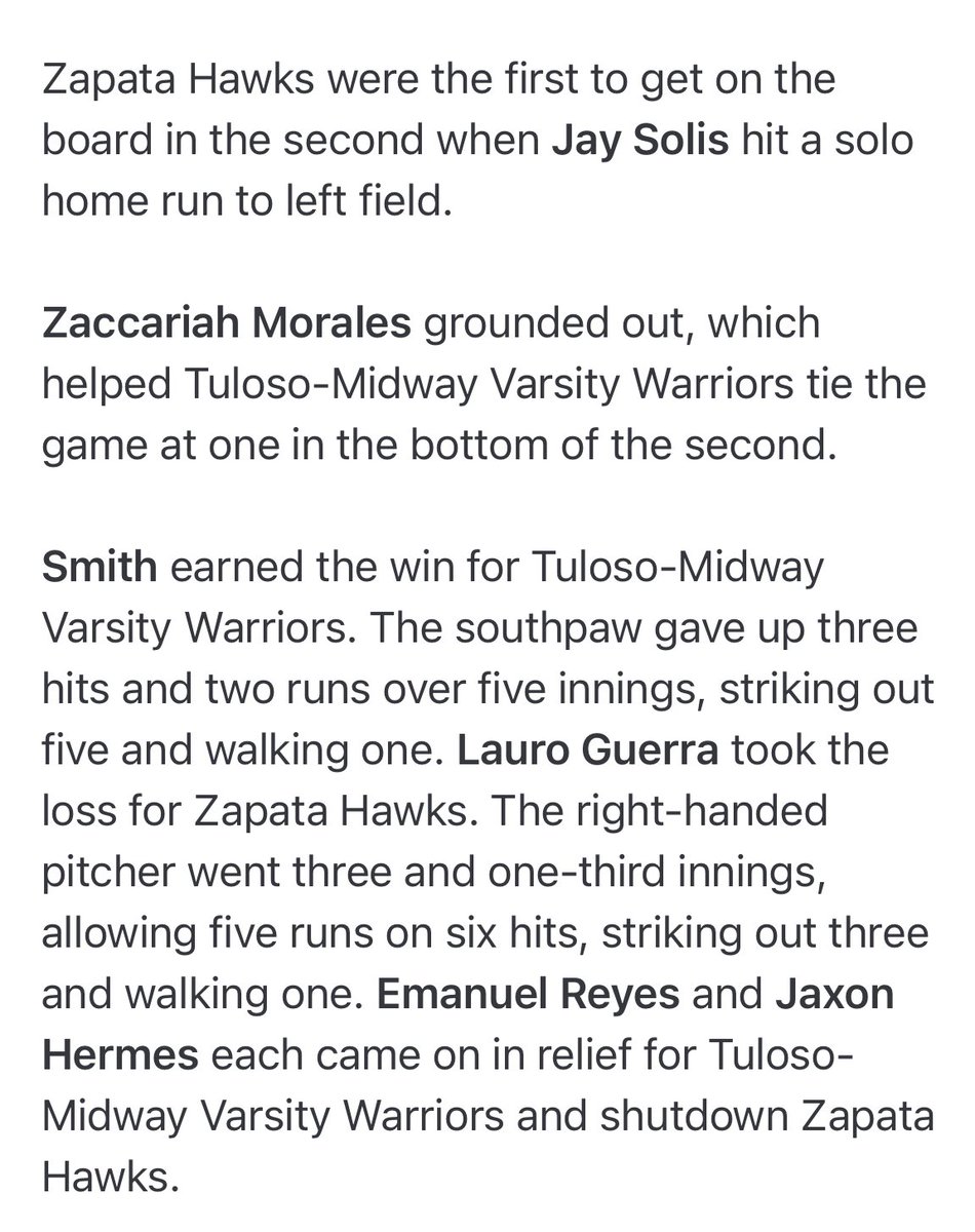 Jkmoody44's tweet photo. ⚾️GM 26 Final: @TMWarriorBSBL 11 Zapata 2 #ShowTime 212 #WE @RichardSanch_21 @landin4d @ChristianRamon_ @Max_Lara3 @Jadenyayyay @ZakMorales2026 @EmanuelReyes05 @israelpanda29 @erik_floresss (Jaxon Hermes) @SouthTexasHigh1 @4ATxHsBaseball https://t.co/v0eS35oo8p