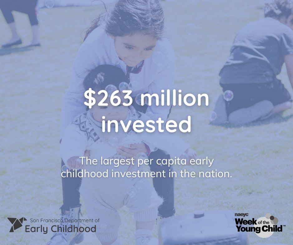DEC celebrates #WeekoftheYoungChild, where early educators across the country join to uplift the critical importance of the first five years of a child's life. San Francisco is proud to lead the nation in its investment in early childhood.