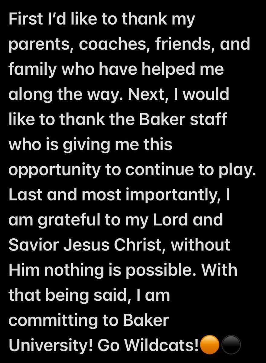 Committed!! Go Wildcats!
<a href="/BakerU_Football/">Baker University Football</a>