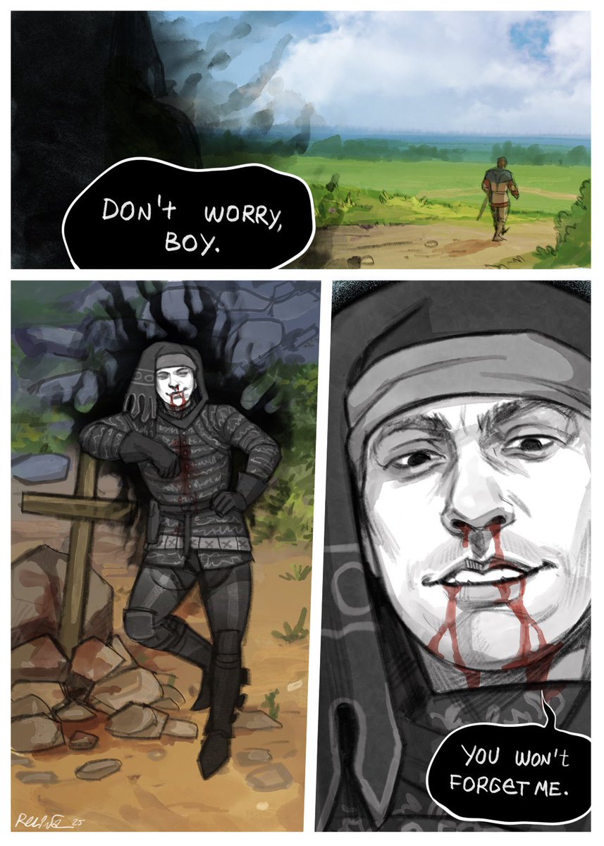 relina_ruj's tweet photo. Here’s a creepy comic this time 💀

Soo fridgrave and I were discussing an AU where Istvan not only haunts Henry in his nightmares :D now that he’s dead, he can fully dedicate himself to making his murderer’s life a living hell 😈 

#KCD2 #kcdfanart #istvantoth #henryofskalitz https://t.co/XGutqBZQ7u