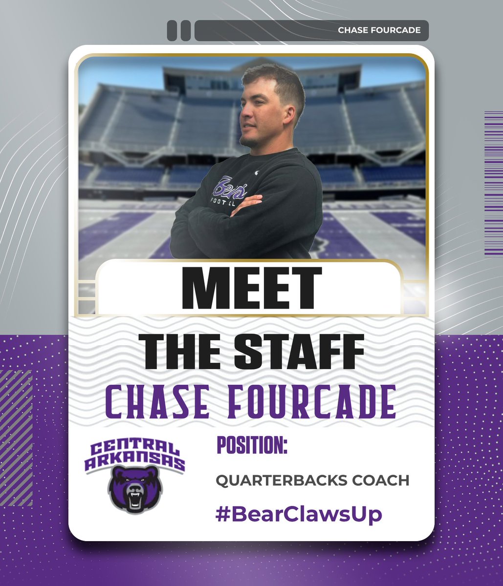 ๐จ๐๐ ๐๐๐๐ฅ๐ฆ ๐๐ข๐ข๐ง๐๐๐๐ (@uca_football) on Twitter photo โผ๏ธIntroducing a new addition to the program โผ๏ธ
Meet Coach Chase Fourcade (<a href="/ChaseFourcade/">Chase Fourcade</a>)! Coach Fourcade earned multiple honors during his time playing Quarterback at Nicholls. Now, he gets to spread his experience and knowledge of the game in the Quarterback Room! โผ๏ธIntroducing a new addition to the program โผ๏ธ
Meet Coach Chase Fourcade (<a href="/ChaseFourcade/">Chase Fourcade</a>)! Coach Fourcade earned multiple honors during his time playing Quarterback at Nicholls. Now, he gets to spread his experience and knowledge of the game in the Quarterback Room!