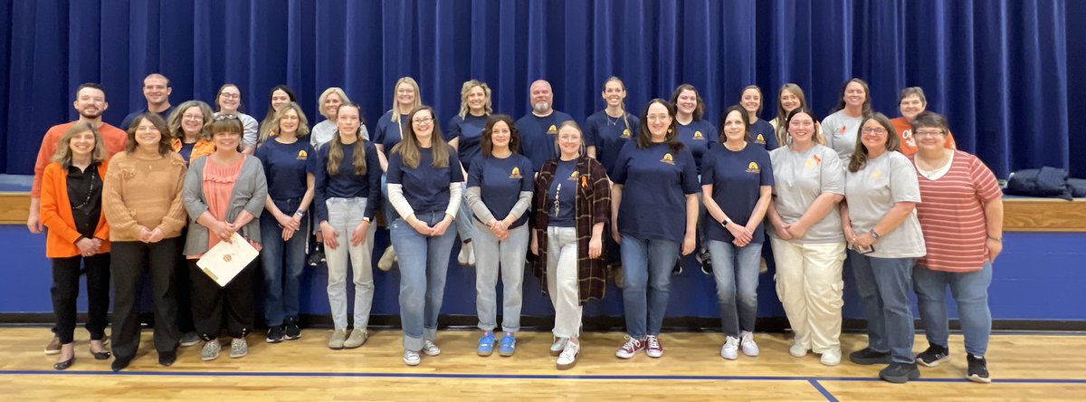 Elementary students and staff wore their Kuhn Crew shirts or orange to support Zeke!