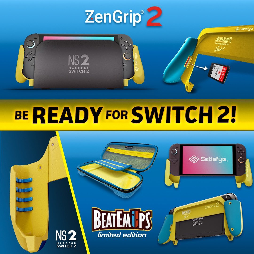 Nintendeal's tweet photo. ZenGrip 2 (grip for Switch 2) is up for pre-order at Satisfye: https://t.co/GlfYqb5iSn including this special BeatEmUps edition

use coupon code NINTENDEAL20 to get 20% off any ZenGrip 2 https://t.co/sNyFQi8Kg2