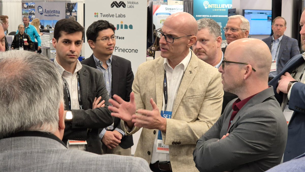 iDirect's tweet photo. At #NABShow, we were excited to have @SES_Satellites experience the MDM5010 firsthand. This powerful solution supports both VSAT &amp; SCPC use cases, and features GSE-HEM Lite encapsulation, ensuring compliance with DVB-NIP standards

Visit us at W3509 to learn more

#STEngineering https://t.co/98sxClIXsn