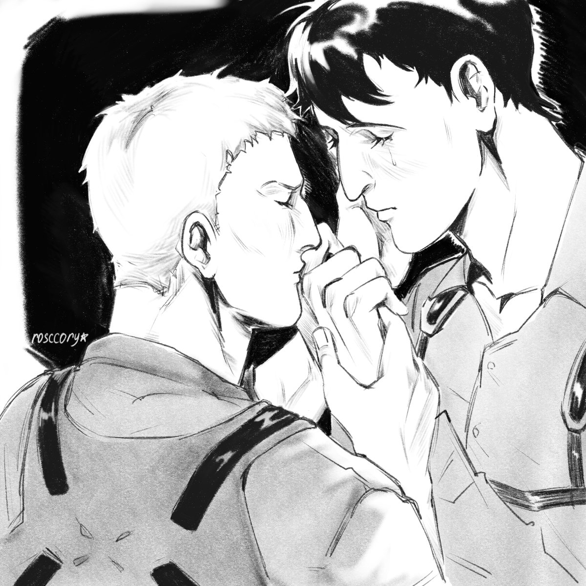 rosccory's tweet image. Day 4: goodbye kiss
promise to return home together
#ReibertKissyWeek2025
#snk #reibert #reinerbraun #bertholdthoover