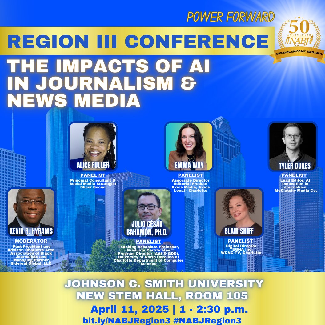 #NABJ Headquarters βπΎποΈποΈπ» π· π₯ π π (@nabj) on Twitter photo π₯ Friday afternoon #NABJRegion3 will take you from leading the newsroom to how AI reshapes storytelling! These 1 p.m. breakout sessions are game-changers. Meet us <a href="/JCSUniversity/">Johnson C. Smith U.</a> on 4/11 to explore your next career move.
βΉοΈ bit.ly/NABJRegion3 π₯ Friday afternoon #NABJRegion3 will take you from leading the newsroom to how AI reshapes storytelling! These 1 p.m. breakout sessions are game-changers. Meet us <a href="/JCSUniversity/">Johnson C. Smith U.</a> on 4/11 to explore your next career move.
βΉοΈ bit.ly/NABJRegion3