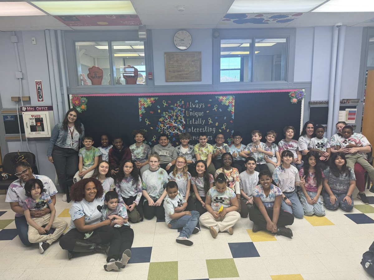 Here they are - our finished masterpieces!Our 5th graders and Mrs. Zeigler’s kindergartners rocked their tie-dye shirts with pride for #AutismAwarenessMonth! Each shirt is as unique as the students who made them. Together, we wear our support loud and proud! 💙🧩 <a href="/LindenPS/">Linden Public Schools</a>