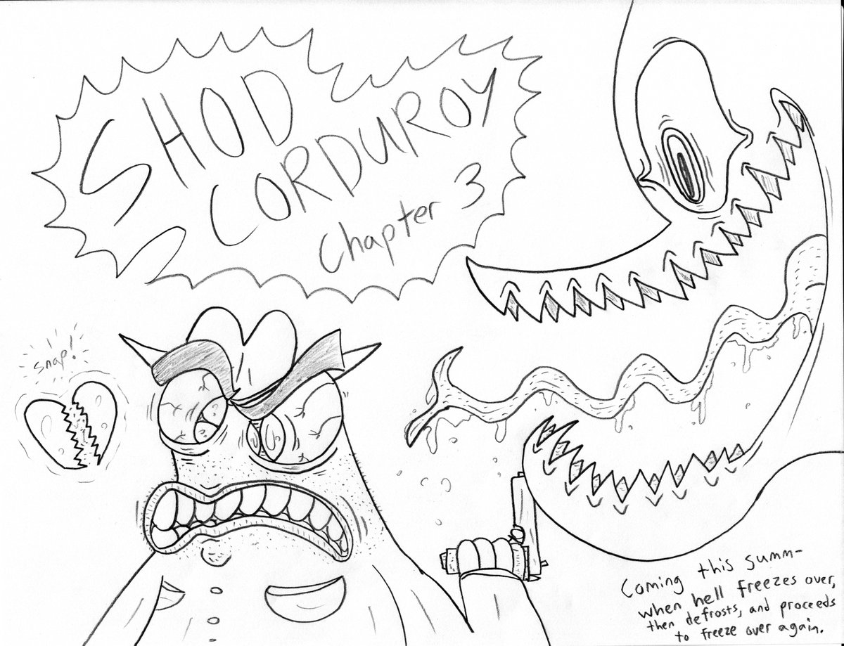 MrTennek's tweet photo. Promotional art for the third chapter of Shod Corduroy, back when that was actually a thing that could have been made.  Also, I can't draw hands holding anything for the life of me. https://t.co/MsGWgj3hn1