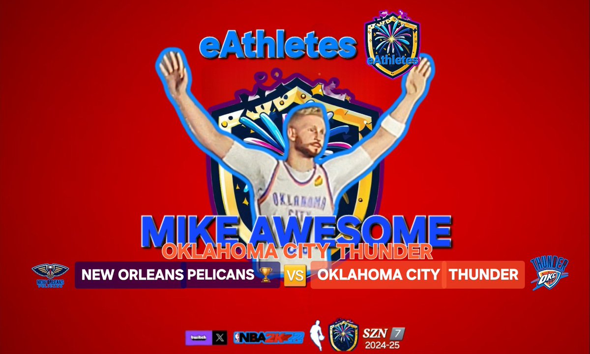 eAthletes_eNBA's tweet photo. Tonight! eAthletes๐๐ eNBA Tuesday
#NewOrleans Pelicans ๐๏ธ #OklahomaCity Thunder
ft. PG 00 Mike AWESOME๐ (OKC)
#Follow us, know when #Live
๐บ https://t.co/MesUfSpJ4R
#NBA SZN7๏ธโฃ.22 #NOPOKC
#Pelicans #ThunderUp
#PS4 #PS4Live #NBA2K22 #Twitch
#videogames #Gaming #eSports https://t.co/qF02dV8PGI