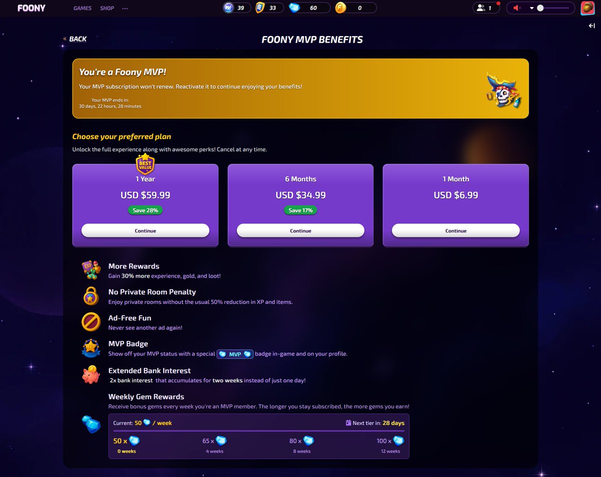 Just finished Foony MVP. I really like how this page turned out. Dealing with Xsolla's API on the backend was rough!