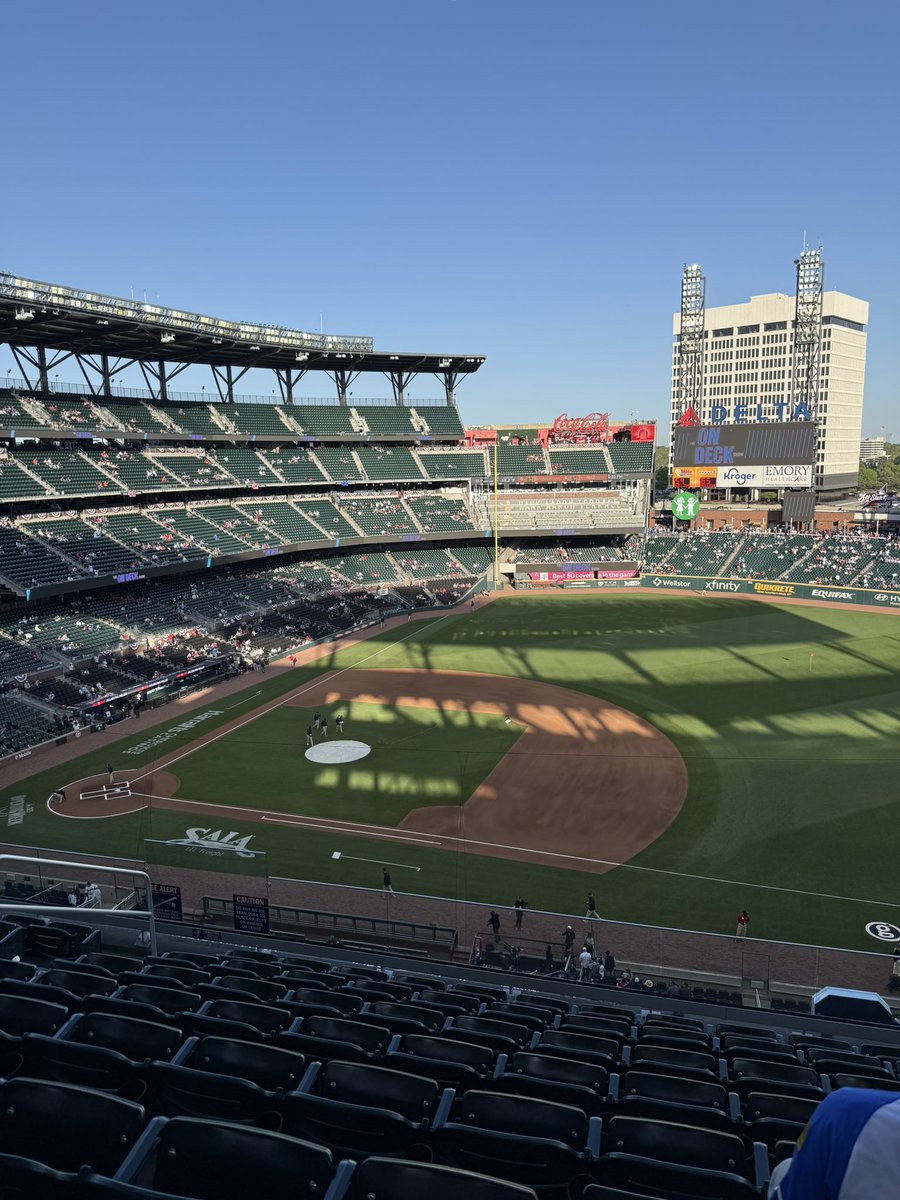 Coach_Wilson_RB's tweet photo. Braves game #1 of the season. It may not feel like spring but never a bad night to watch the boys of summer. Might have to hit on the 50/50 raffle to cover what we spent in the Clubhouse but a few shirts, a couple of hats, and a pack of 2025 Topps is well worth it https://t.co/FWlXJEiDIn