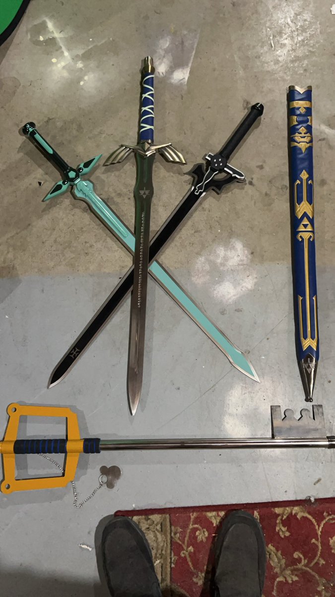 NormalNoah01's tweet photo. For those who are interested in the nerdy items I have acquired over the years.  #LegendofZelda #SwordArtOnline #KingdomHearts #Swords #YuGiOh https://t.co/J5zSrlK2hc