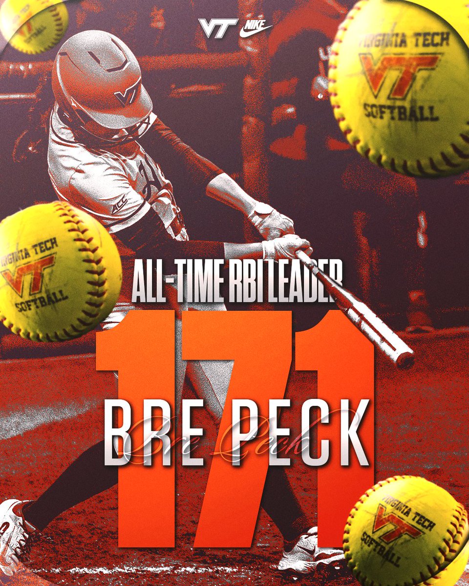 ANOTHER SOLO HOME RUN‼️

Bre Peck is now the program's all-time RBI leader after hitting her third solo home run of the game!

#Hokies🥎