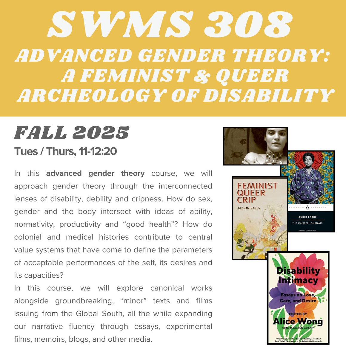 USC Dept. of Gender & Sexuality Studies (@usc_gss) on Twitter photo This fall! Sign up for "Advanced Gender Theory: A Feminist & Queer Archaeology of Disability"!
-
-
-
#USC #GSS #Gender This fall! Sign up for "Advanced Gender Theory: A Feminist & Queer Archaeology of Disability"!
-
-
-
#USC #GSS #Gender