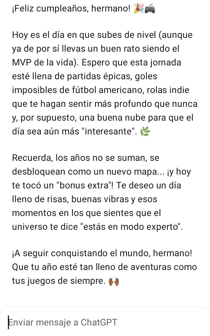 Eibria's tweet photo. @Soulpower7 Ay no! Se super mamó con esa felicitación,  pero como estoy a favor de las robots, ahí te va otra felicitación de otra IA.

Feliz cumpleaños amix, espero que estés teniendo un gran día. 😎 https://t.co/plcWzc0pYG