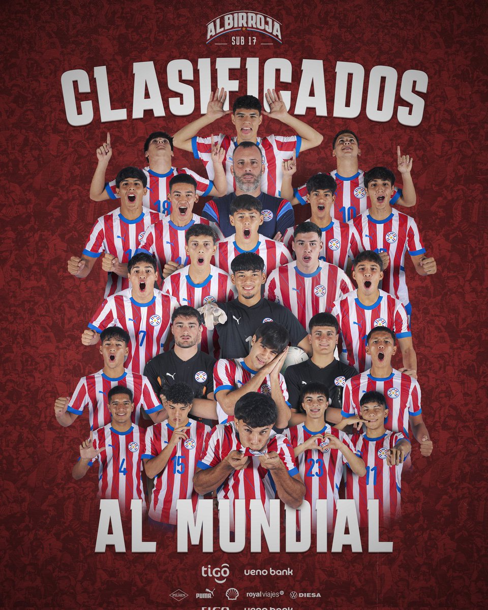 ¡La #AlbirrojaSub17 es 𝗠𝗨𝗡𝗗𝗜𝗔𝗟𝗜𝗦𝗧𝗔! 🏆🤩

Con garra, esfuerzo y corazón, Paraguay asegura su lugar en la Copa Mundial Sub-17 de la FIFA Catar 2025.

¡Un sueño que #TodosJuntos hicimos realidad!

¡Nos vamos al Mundial! 🇵🇾✈️🌎🇶🇦