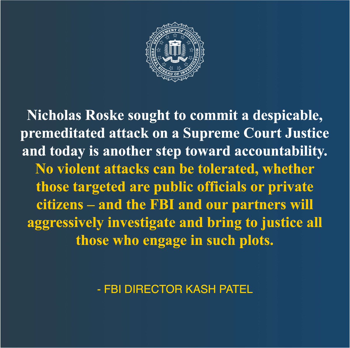 FBI's tweet photo. California Man Pleads Guilty to Attempted Murder of Supreme Court Justice in Maryland https://t.co/jxNuxsc7hA
@FBIBaltimore https://t.co/JbHyDaZs1F