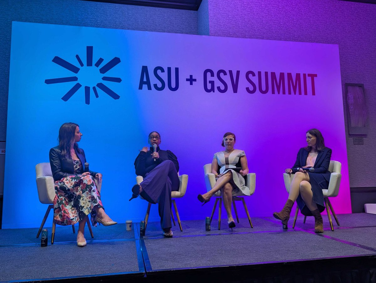 WomenLeadingEd's tweet photo. Bold conversation underway w/our @asugsvsummit panel “Leading with Powerful Care: Prioritizing Mental Health for Leaders and Staff” featuring our Dr @juliarafalbaer, WLE board chair Dr. @SupKylaOUSD, WLE board member @AInfanteGreen, &amp; @eberlewalker w/our partner @PresenceLearn https://t.co/lB9ODTnR8f
