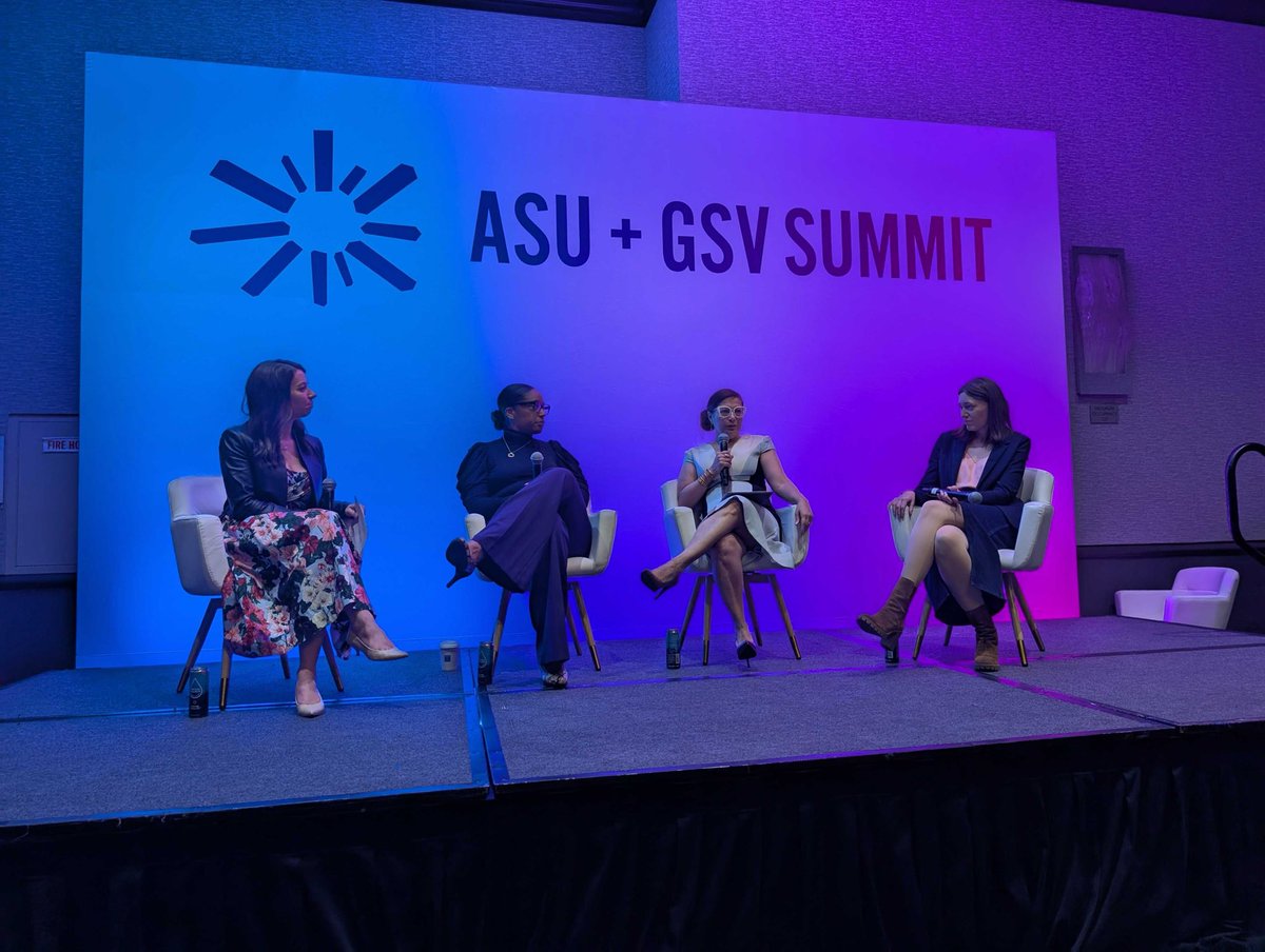 WomenLeadingEd's tweet photo. Bold conversation underway w/our @asugsvsummit panel “Leading with Powerful Care: Prioritizing Mental Health for Leaders and Staff” featuring our Dr @juliarafalbaer, WLE board chair Dr. @SupKylaOUSD, WLE board member @AInfanteGreen, &amp; @eberlewalker w/our partner @PresenceLearn https://t.co/lB9ODTnR8f
