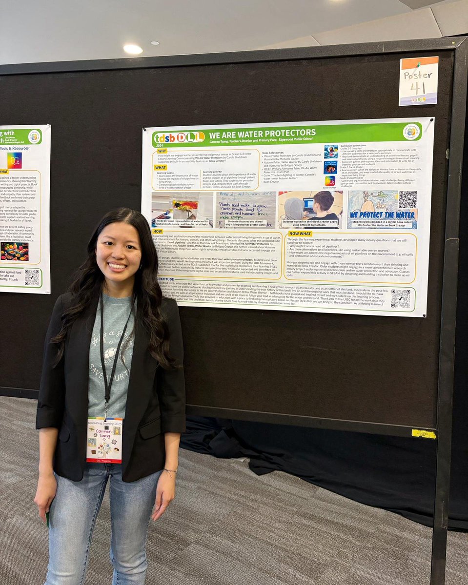 EdgewoodPS_TDSB's tweet photo. We are proud of @msctsang for facilitating such important work with our Grade 2/3 learners! Together they explored water advocacy &amp; created a digital book featuring their water pledges. Ms. Tsang got to present their work at today's @TDSB Unleashing Learning Conference #TDSBUL25 https://t.co/kGRrwovuPs