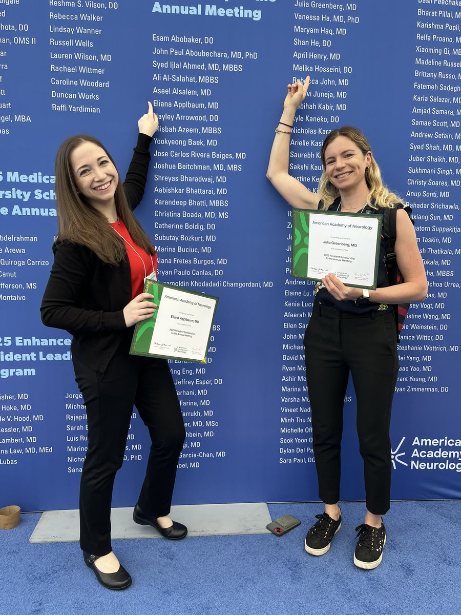 NYU Neurology Residency (@nyuneurologyres) on Twitter photo Congrats to our fantastic residents Drs. Applbaum and Greenberg on receiving the 2025 Resident Scholarship to the Annual Meeting #AANAM #AANAM25 <a href="/nyulangone/">NYU Langone Health</a> Congrats to our fantastic residents Drs. Applbaum and Greenberg on receiving the 2025 Resident Scholarship to the Annual Meeting #AANAM #AANAM25 <a href="/nyulangone/">NYU Langone Health</a>