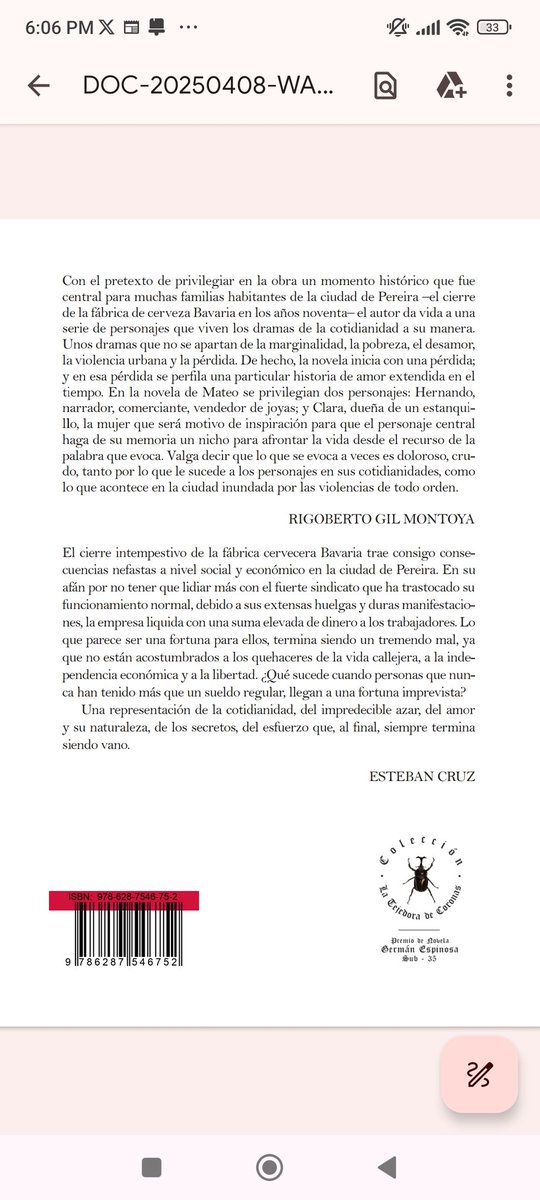 SQMateo's tweet photo. Ya está en preventa Todo esfuerzo es vano. Precio especial durante 2 semanas.
No lo había publicado aquí porque estaba esperando la contratapa con las palabras de mi hermano @EstebanCruz77 , además de una toma a Bavaria que saldrá en el booktrailer próximamente.
Gracias a todos. https://t.co/kj0QkP4o0a