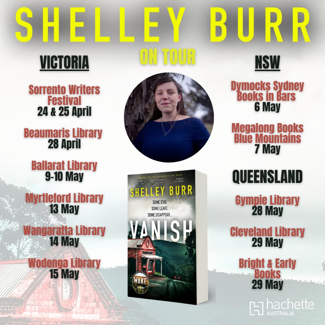 Hachette Australia Books (@hachetteaus) on Twitter photo Meet <a href="/ByssheShelley/">Shelley Burr</a> as she tours Australia to promote her latest page-turning thriller, VANISH!
Booking links and more info here: hachette.com.au/news/shelley-b…! Meet <a href="/ByssheShelley/">Shelley Burr</a> as she tours Australia to promote her latest page-turning thriller, VANISH!
Booking links and more info here: hachette.com.au/news/shelley-b…!