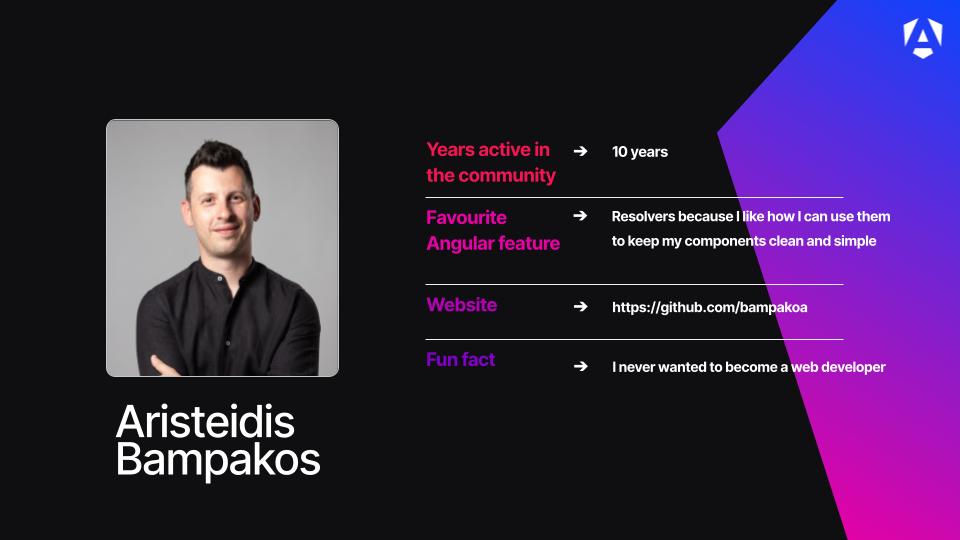 angular's tweet image. Meet @abampakos - Angular GDE who’s been with the community for more than 10 years now. We're all so lucky he decided to become a web developer 🙂
Check Aristeidis’s work here: aris-bampakos.dev/learn-angular
#AngularGDE #GoogleDeveloperExpert