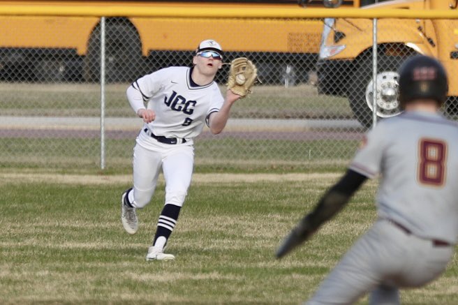 JCC baseball leads BEA 5-0 in the bottom of the third.
Carson Kolander caught a line drive in right field to start an inning-ending double play in the top of the inning, then led off the bottom of the inning with a single.