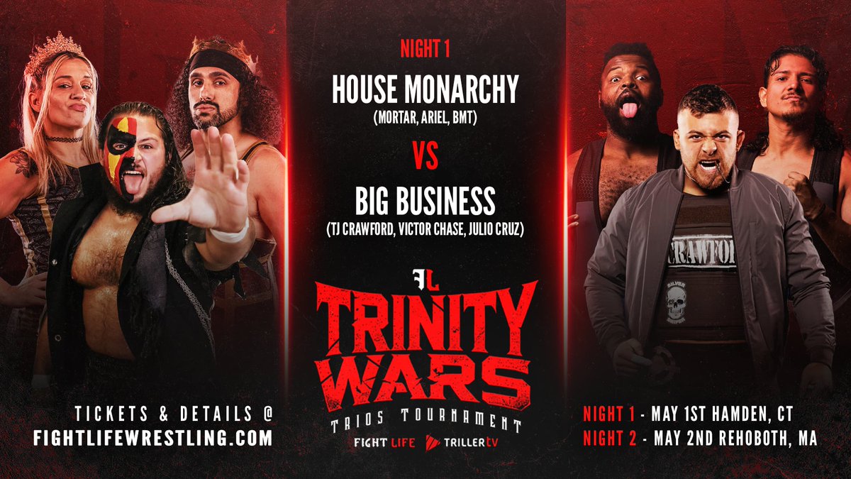 FIGHT LIFE (@fightlifepw) on Twitter photo ❗️❗️❗️CONNECTICUT UPDATE❗️❗️❗️
Round 1 matches set for Night 1 in Hamden, CT on May 1st...
-The Unit vs B3
-Miracle Ones vs The Territory
-Parliament vs Dream Team
-Big Business vs House Monarchy
🎟 Tickets & Event Details: FightLifeWrestling.com
<a href="/alternative_ag/">Anthony Greene アンソニー・グリーン</a> ❗️❗️❗️CONNECTICUT UPDATE❗️❗️❗️
Round 1 matches set for Night 1 in Hamden, CT on May 1st...
-The Unit vs B3
-Miracle Ones vs The Territory
-Parliament vs Dream Team
-Big Business vs House Monarchy
🎟 Tickets & Event Details: FightLifeWrestling.com
<a href="/alternative_ag/">Anthony Greene アンソニー・グリーン</a>