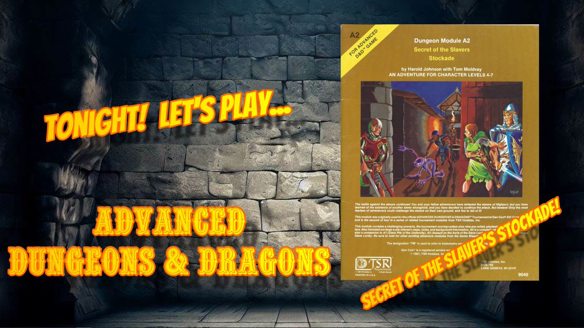 A_DungeonDelver's tweet photo. Tonight! Join myself and a group of adventurers doughty and foolhardy enough to brave the SECRET OF THE SLAVERS STOCKADE! Live!
Link is in the comments!
#dnd #adnd #ttrpgs #dungeonsanddragons #advanceddungeonsanddragons #tabletoproleplayinggames #garygygax #greyhawk #livestream #letsplay