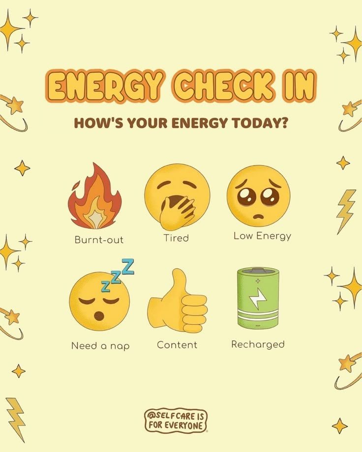 Athena Nicole °~`○`~° YOUR HUMMBLE ARTIST (@athena1n) on Twitter photo Energy check! 💫 Where are you at today? Be honest with yourself—rest is productive too. ⚡💛 #SelfCareIsForEveryone Energy check! 💫 Where are you at today? Be honest with yourself—rest is productive too. ⚡💛 #SelfCareIsForEveryone