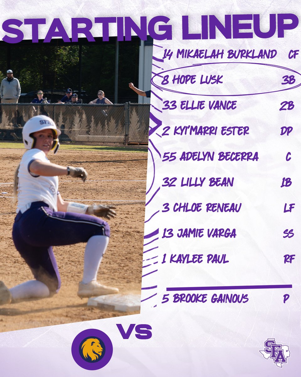 sfa_softball's tweet image. Game 2 Starting Lineup!

#AxeEm