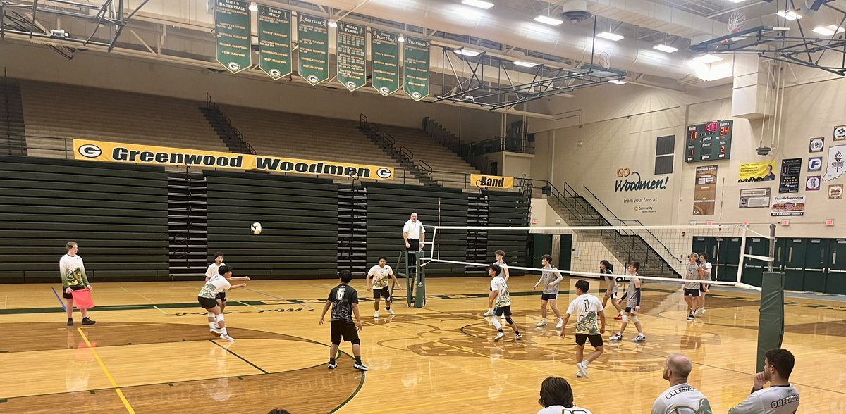The Greenwood Woodmen Men’s Volleyball team taking on GCA this evening. 🏐 <a href="/Gwoodathletics/">Greenwood Athletics</a>