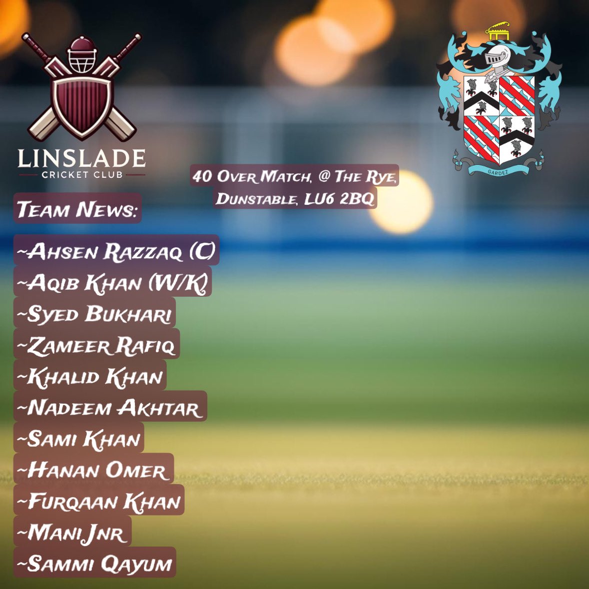 We are just a few days away from our first weekend fixtures,

Malik Farooq leads the team on Saturday against Great Gaddesden,

Ahsen Razzaq to lead our Sunday Team against Eaton Bray, 

The 2025 Season is just a few days away🏏👍🏼