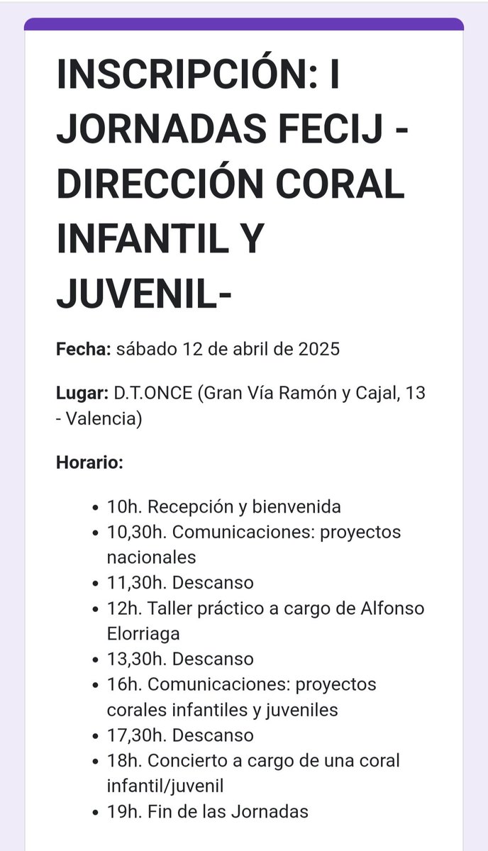 aedcoro's tweet photo. AEDCORO en las I Jornadas de FECIJ.

Este sábado, 12 de abril, se celebrarán 
en Valencia las Primeras Jornadas 
de Dirección Coral Infantil y Juvenil organizadas por la Federació d'Entitats Corals Infantils i Juvenils 
de la Comunitat Valenciana, 
en colaboración 🤝 con la ONCE. https://t.co/43xM7G6s8B