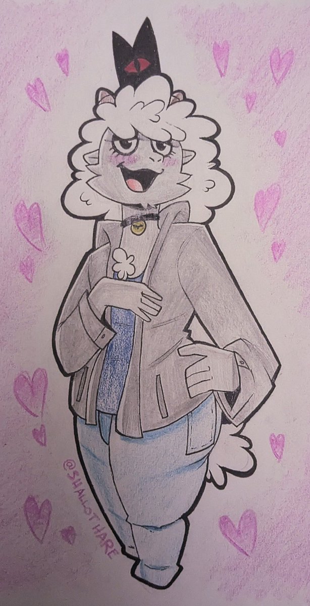 My friend <a href="/ShallotHare/">@shallothare.bsky.social🐰🔜 FWA</a> made this awesome art of my sona as a sheep, with some obvious nod’s to one of my favorite games, Cult of the Lamb!