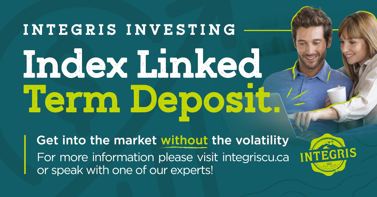 IntegrisCU's tweet image. Looking to invest without the stress? 🌱 An Index Linked Term Deposit lets you benefit from market growth without the risk. Learn more at integriscu.ca or talk to an Integris expert today!
#InvestSmart #IntegrisCU #SafeInvesting