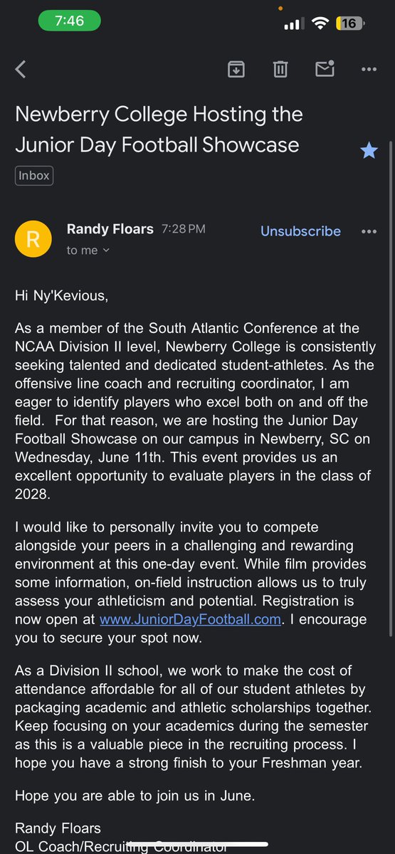 Ny’kevious(NY)Robinson (@nyrobinson50) on Twitter photo Thank you <a href="/FloarsRandy/">Randy Floars</a> for the personal camp invite to junior day at NewBerry College <a href="/CoachShea68/">Shea Farrell</a> <a href="/CoachSmiley20/">Coach Smiley 🏈</a> <a href="/mann_football/">JL Mann Football</a> <a href="/TopPreps/">College Coach / College Scout / College Recruiter</a> <a href="/CSAPrepStar/">PREPSTAR</a> <a href="/PrepRedzoneSC/">Prep Redzone South Carolina</a> Thank you <a href="/FloarsRandy/">Randy Floars</a> for the personal camp invite to junior day at NewBerry College <a href="/CoachShea68/">Shea Farrell</a> <a href="/CoachSmiley20/">Coach Smiley 🏈</a> <a href="/mann_football/">JL Mann Football</a> <a href="/TopPreps/">College Coach / College Scout / College Recruiter</a> <a href="/CSAPrepStar/">PREPSTAR</a> <a href="/PrepRedzoneSC/">Prep Redzone South Carolina</a>