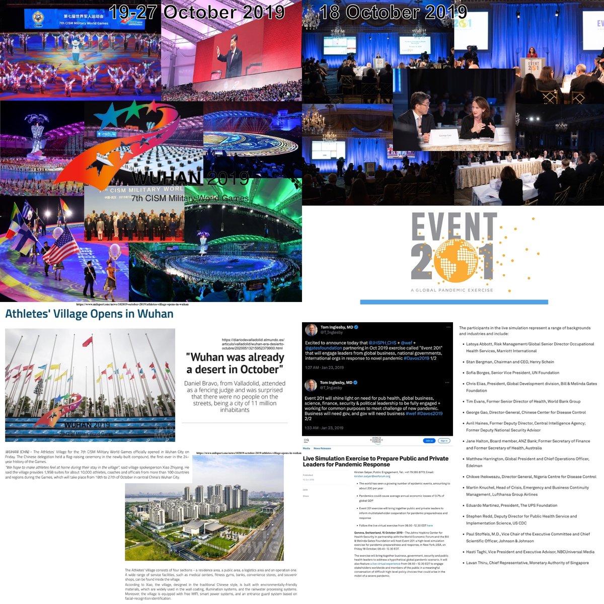 anxeru's tweet photo. October 2019
11 Oct- drop in cell traffic at WIV BSL4
18 Oct- Event 201 (announced Jan 2019)
19 Oct- Xi in Wuhan to open World Military Games
24 Oct- 1 cellphone returns to WIV
27 Oct- WMG closes https://t.co/YCYvjs84ka
